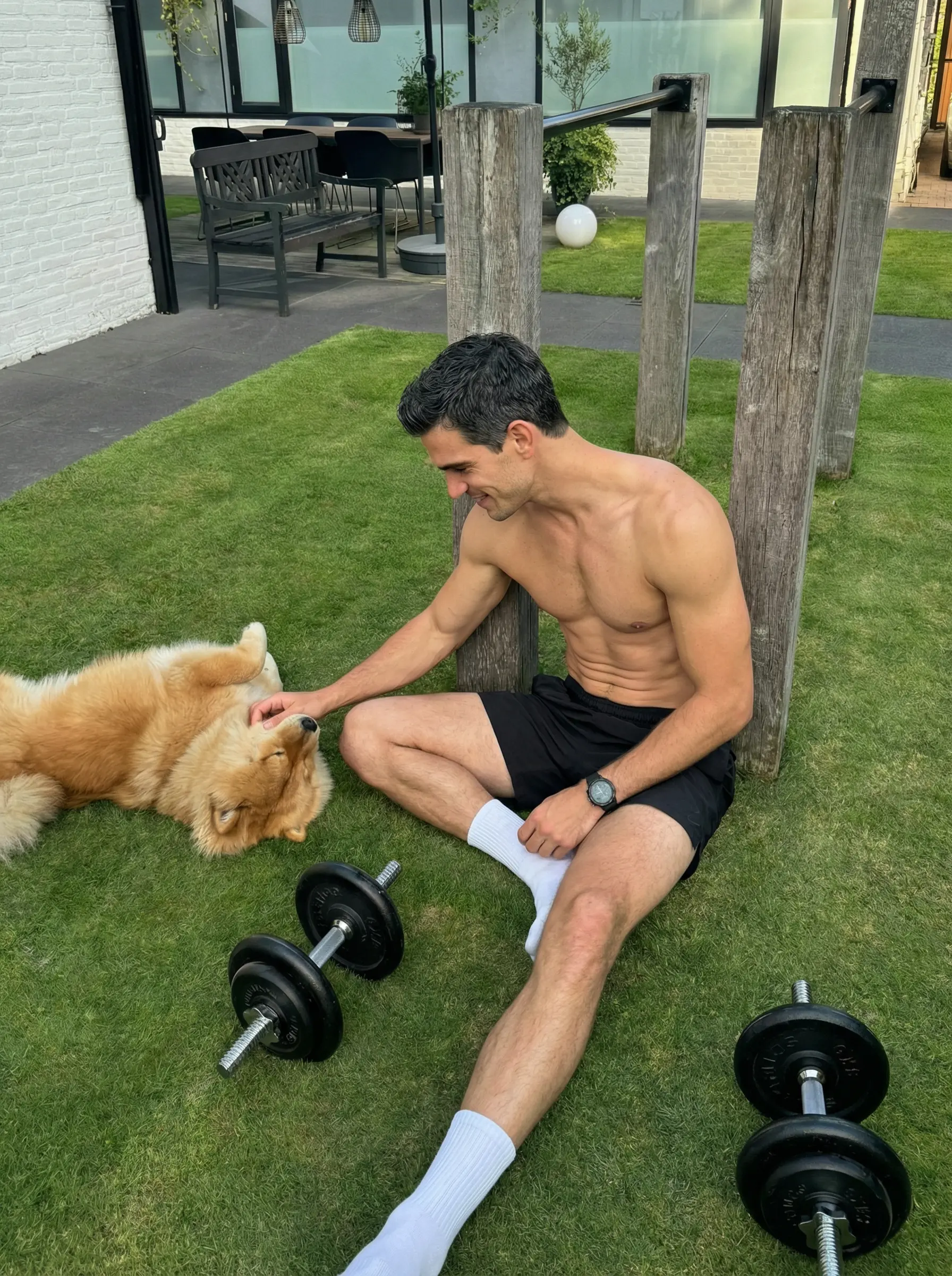 Outdoors with dog