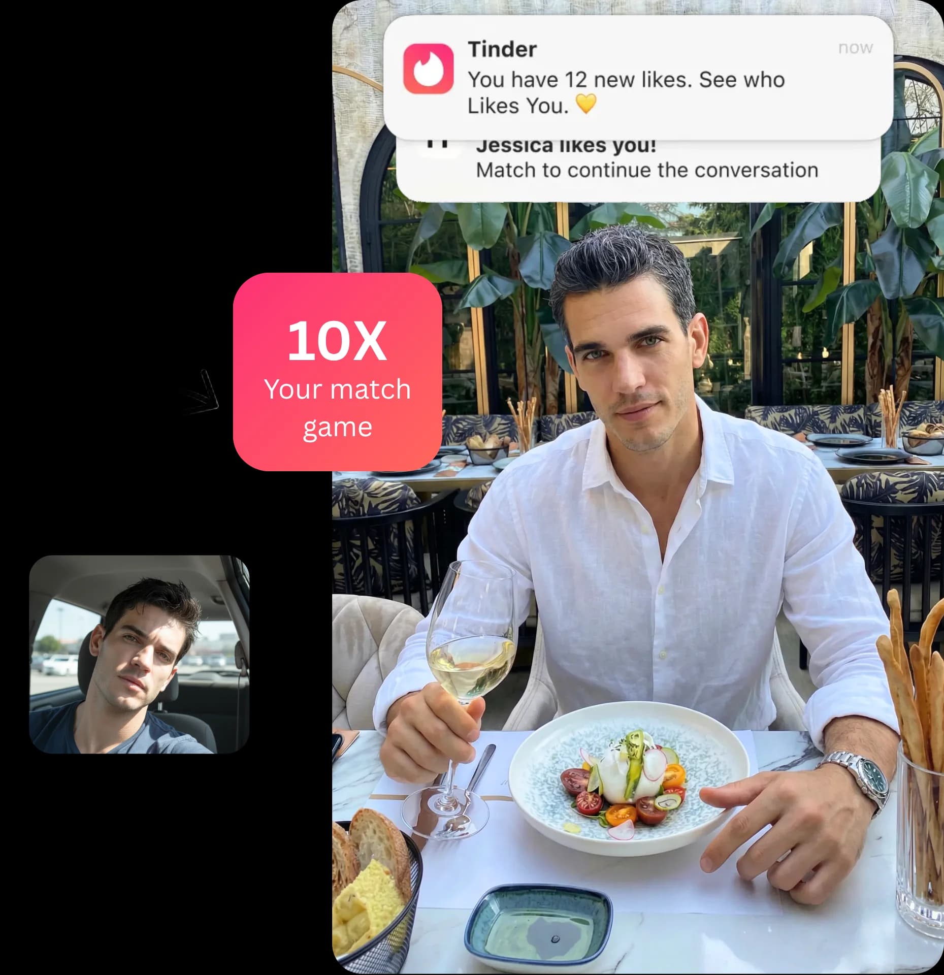AI-generated dating profile photo of a man with natural confident look for Tinder