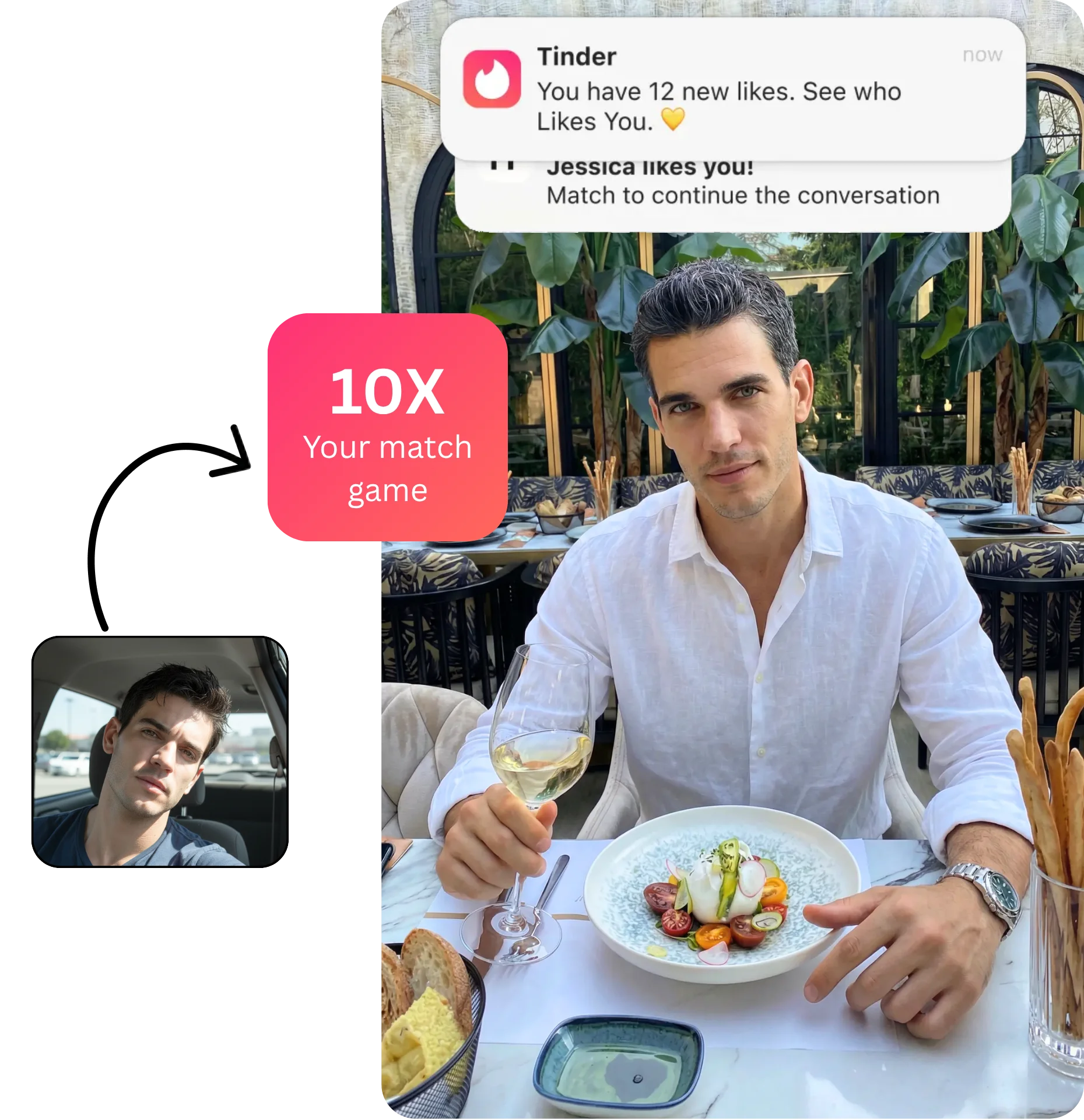 AI-generated dating profile photo of a man with natural confident look for Tinder